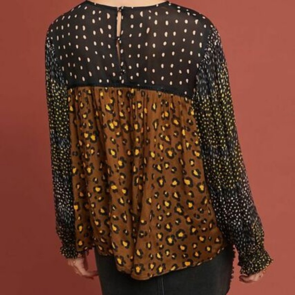 eclectic leopard peasant blouse